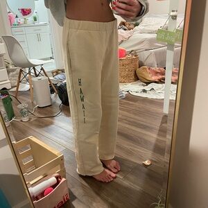 Brandy Melville cream Hawaii wide leg sweatpants